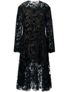 Lanvin Sheer Flared Dress, Women's, Size: 40, Black, Silk/viscose/polyamide/polyester