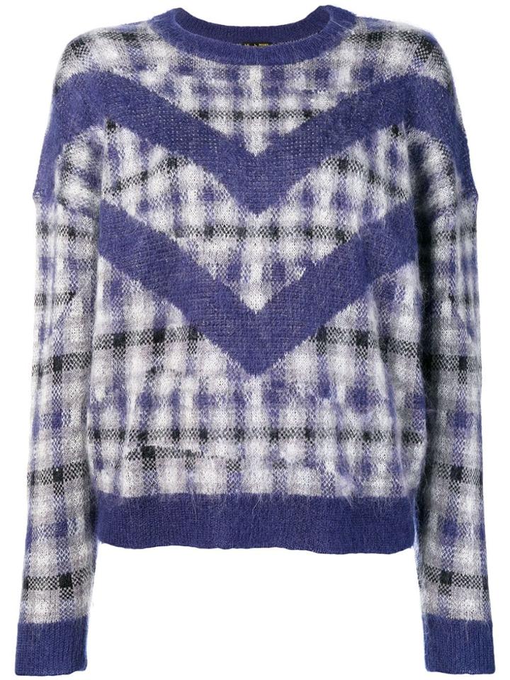 Le Mont St Michel Checked Jumper - Blue