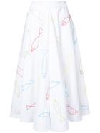 Maison Rabih Kayrouz Fish Print Skirt - White