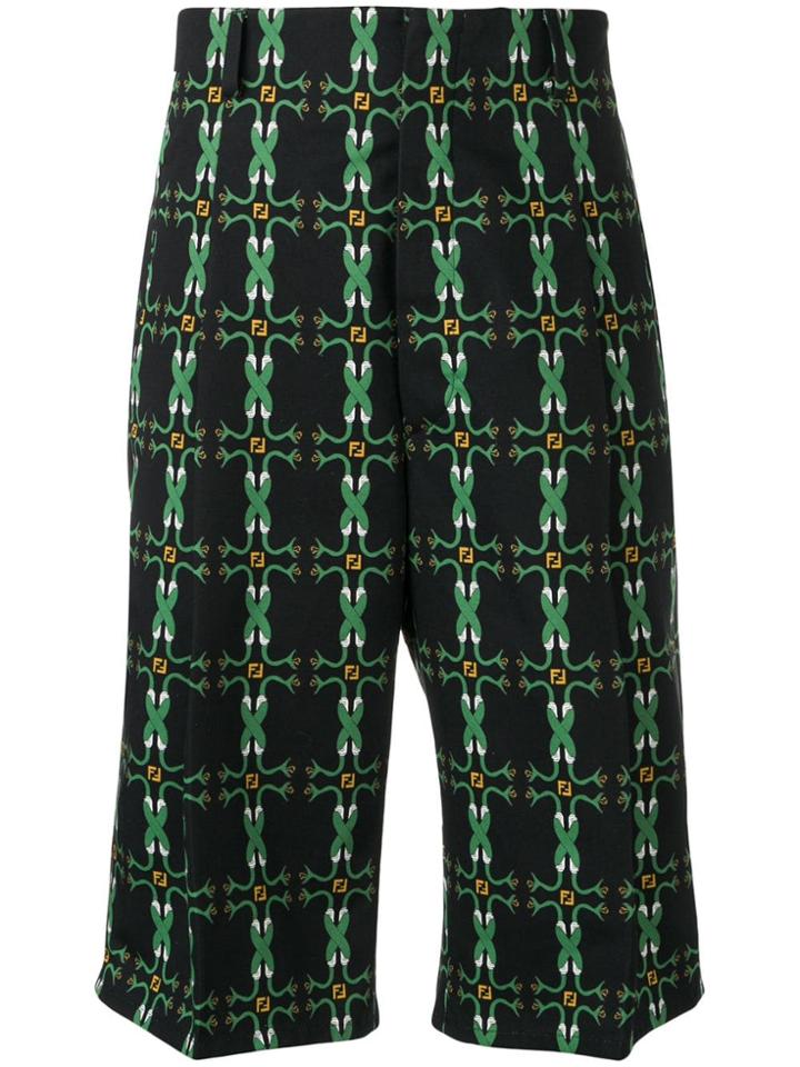 Fendi Logo Print Shorts - Black