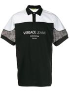 Versace Jeans Mesh Sleeve Polo Shirt - Black