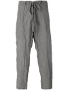 Ziggy Chen Checked Crinkled Trousers, Men's, Size: Small, Grey, Cotton