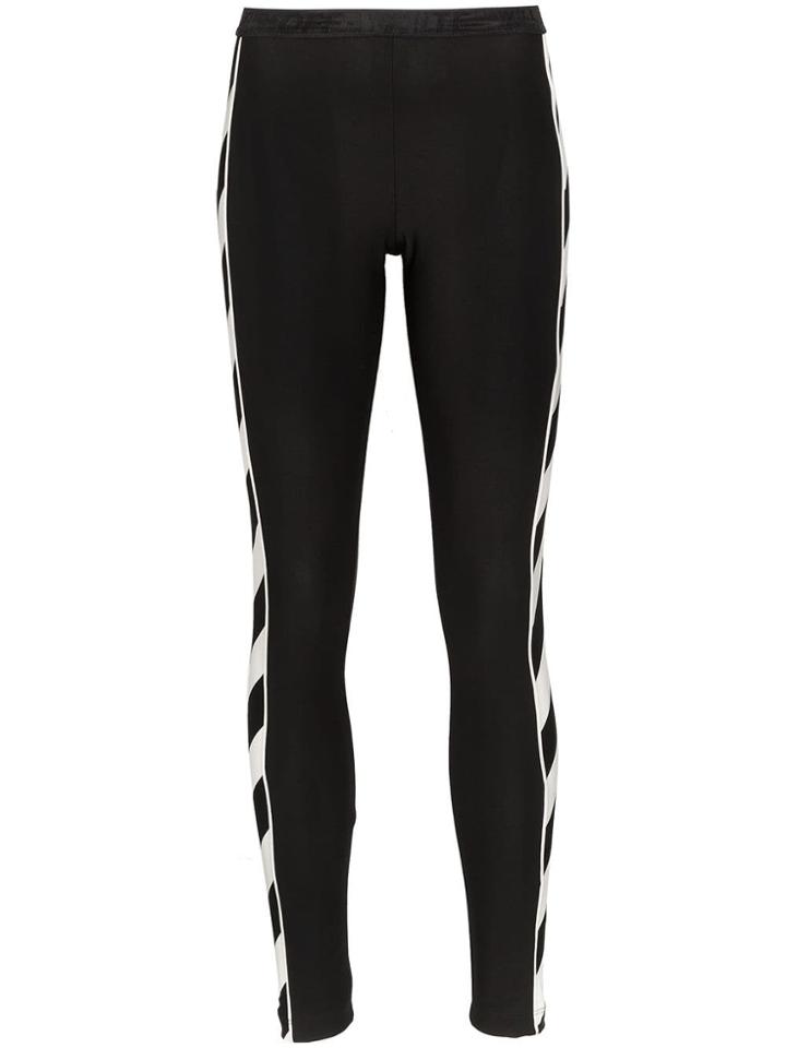 Off-white Diagonal Stripe Print Leggings - Black
