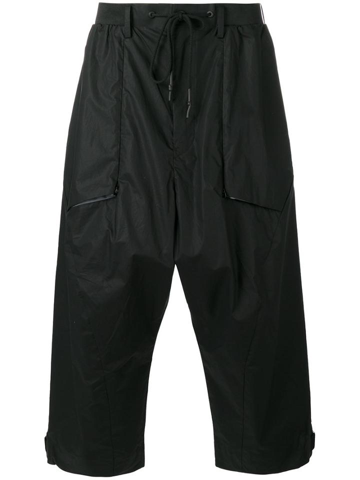 Y-3 Wide Leg Cropped Trousers, Men's, Size: Medium, Black, Cotton