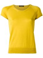 Roberto Collina Short Sleeve Knitted Top, Women's, Size: Large, Yellow/orange, Merino
