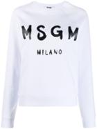 Msgm Printed Logo Sweatshirt - White