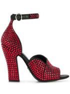 Prada Studded Buckle Sandals - Red