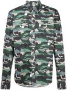 Maison Kitsuné Camouflage Print Shirt, Men's, Size: 43, Green, Cotton