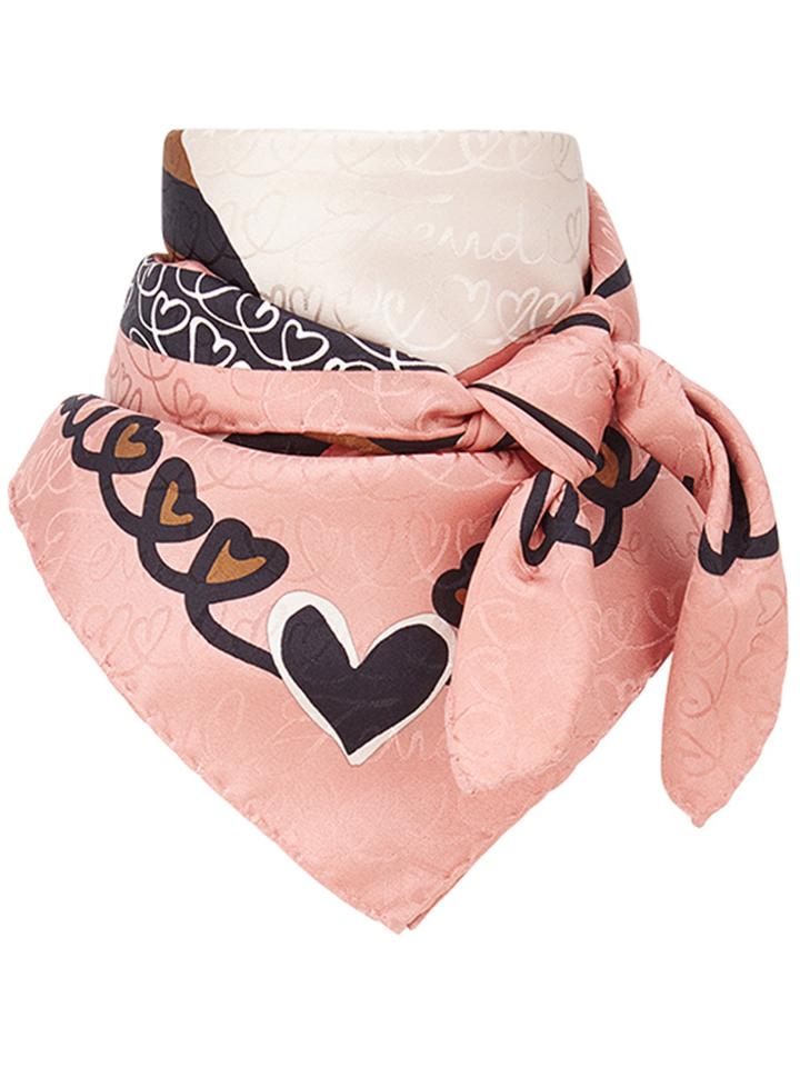 Fendi Logo Square Foulard Scarf - Pink & Purple