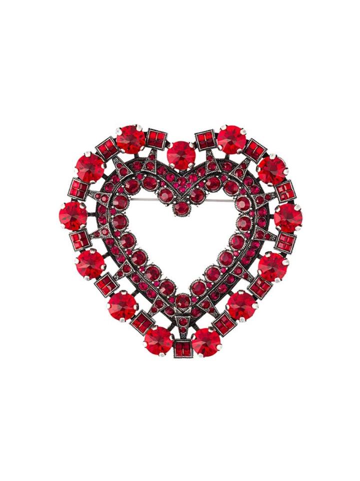 Lanvin Embellished Love Heart Brooch