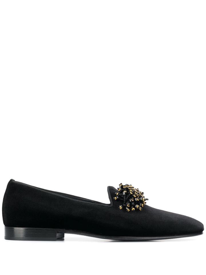 Leqarant Bead Appliqué Loafers - Black