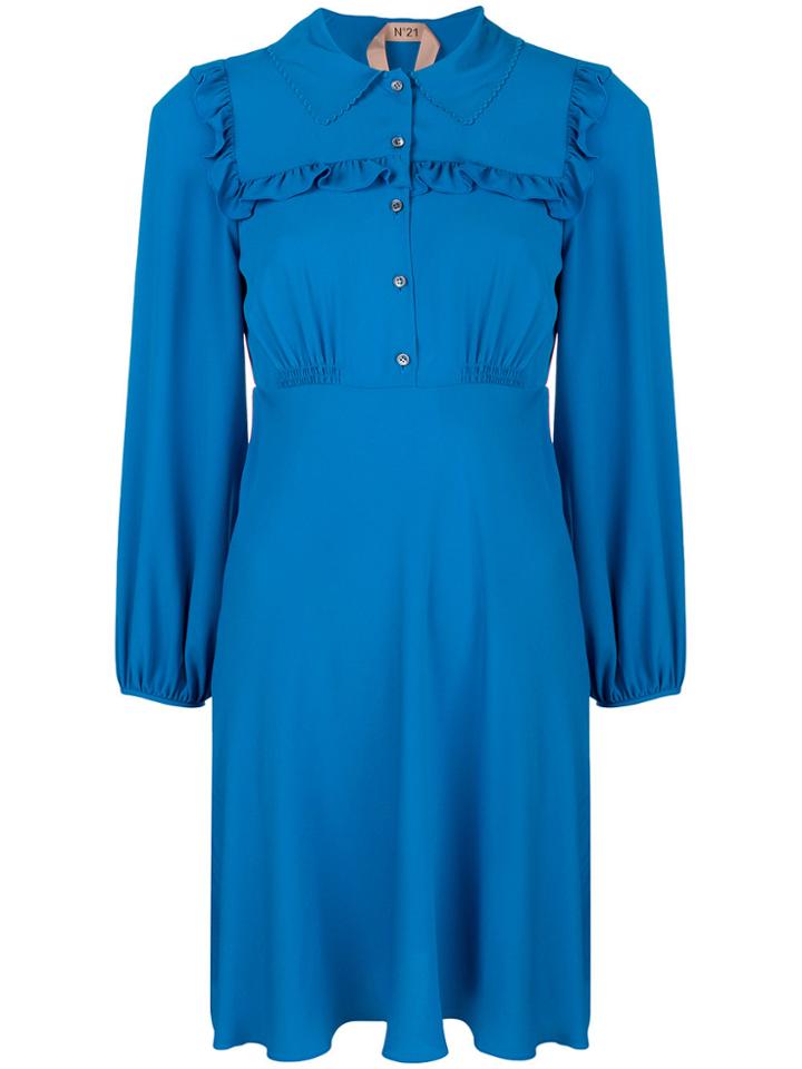 No21 Ruffle-trim Shirt Dress - Blue