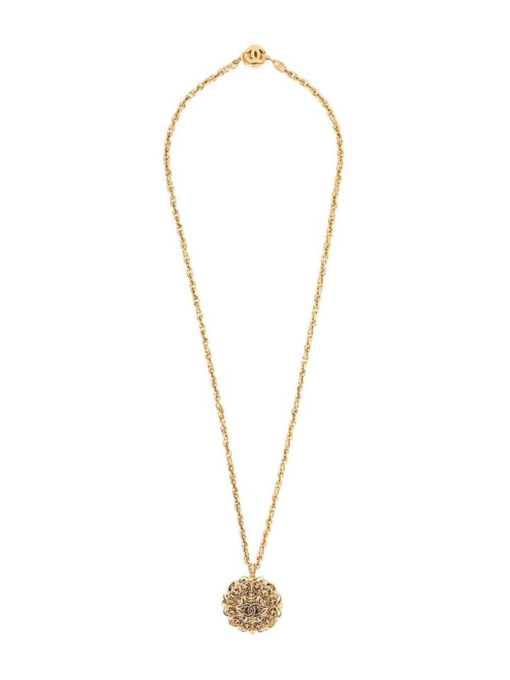 Chanel Vintage Flower Cc Necklace - Gold