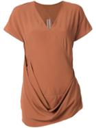 Rick Owens V-neck Draped Top - Brown
