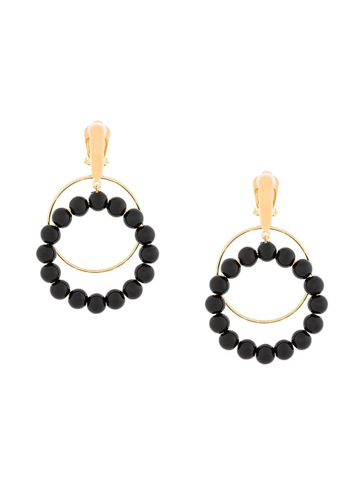 Marni Beaded Double Hoop Earrings - Black