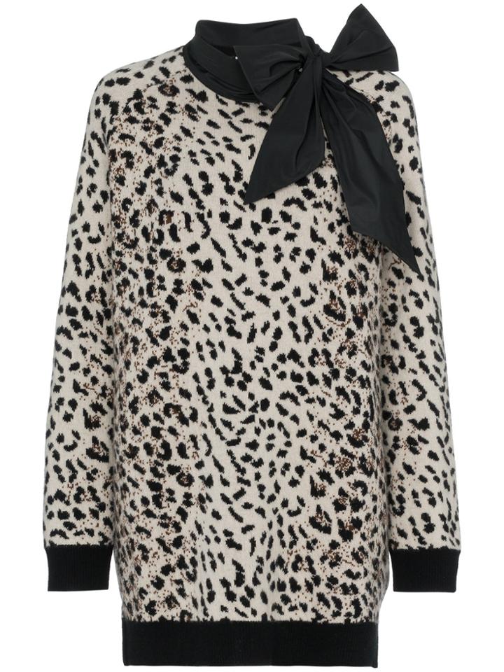 Valentino Cashmere Leopard Bow Jumper - Nude & Neutrals