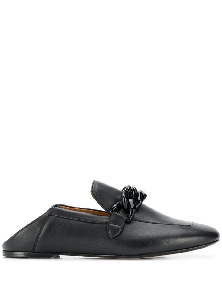 Joseph Chain Trim Loafer Mules - Black