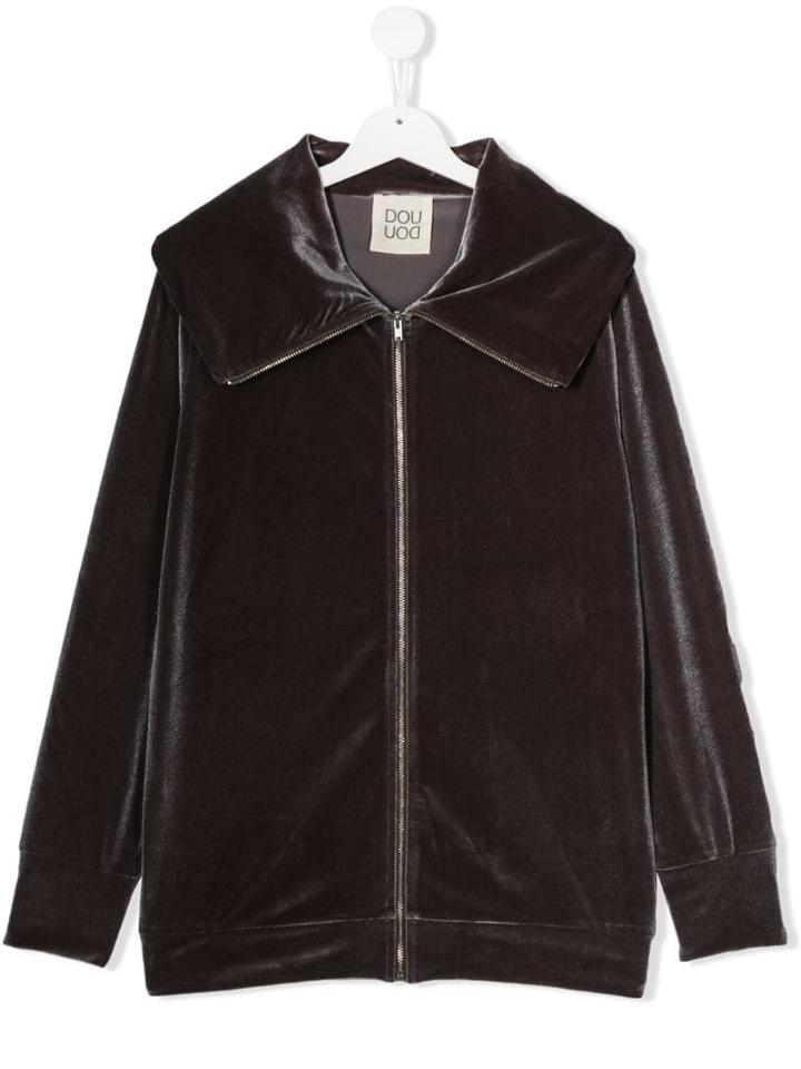 Douuod Kids Teen Oversized Collar Jacket - Green