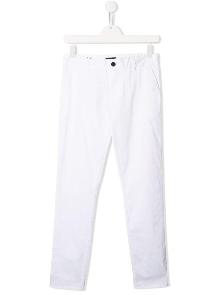 Emporio Armani Kids Slim-fit Chino Trousers - White