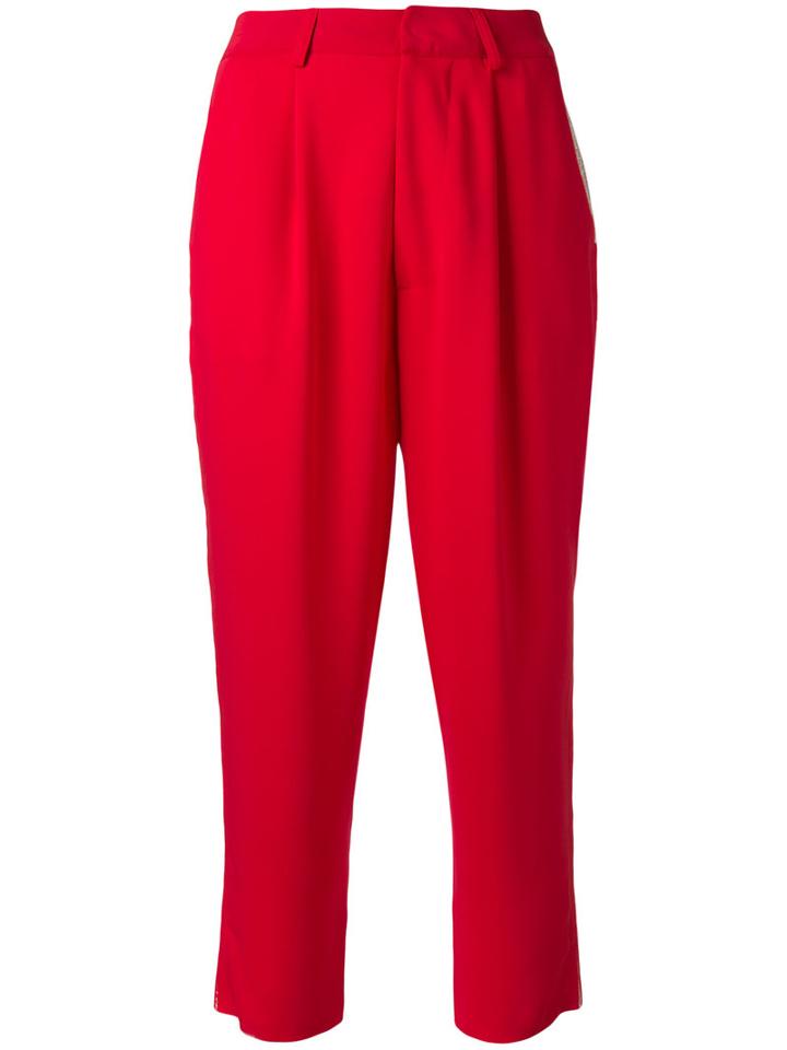 Aviù High Waisted Cropped Trousers, Women's, Size: 38, Red, Polyamide/polyester/viscose/spandex/elastane