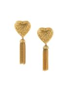 Yves Saint Laurent Vintage Draped Chain Heart Earrings, Women's, Metallic