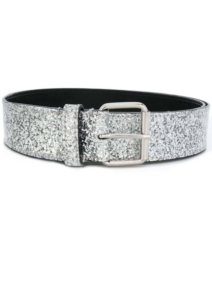Mm6 Maison Margiela Sparkly Buckled Belt - Metallic
