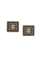 Chanel Vintage Cc Logo Square Clip-on Earrings, Women's, Metallic