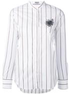 Brunello Cucinelli - Embellished Chest Striped Shirt - Women - Cotton/spandex/elastane - Xl, White, Cotton/spandex/elastane