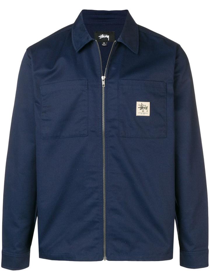 Stussy Zipped Wind Breaker - Blue