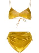Oseree Ruched Velvet Bikini - Yellow