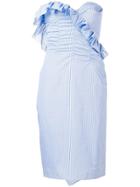 Alexa Chung Strapless Pinstripe Dress - Blue