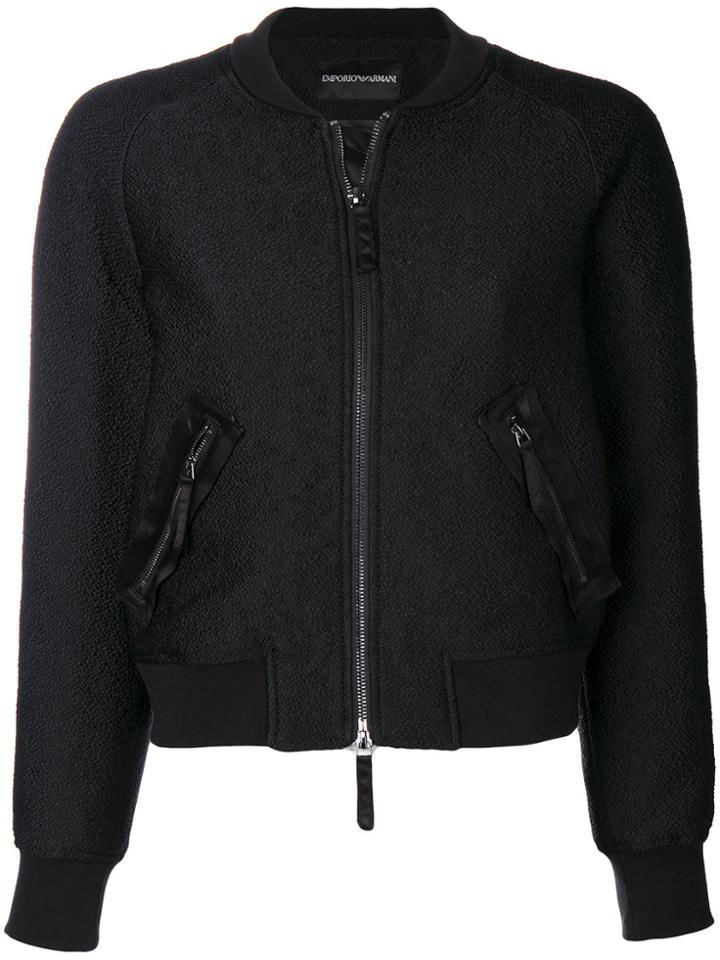 Emporio Armani Back Patch Bomber Jacket - Black