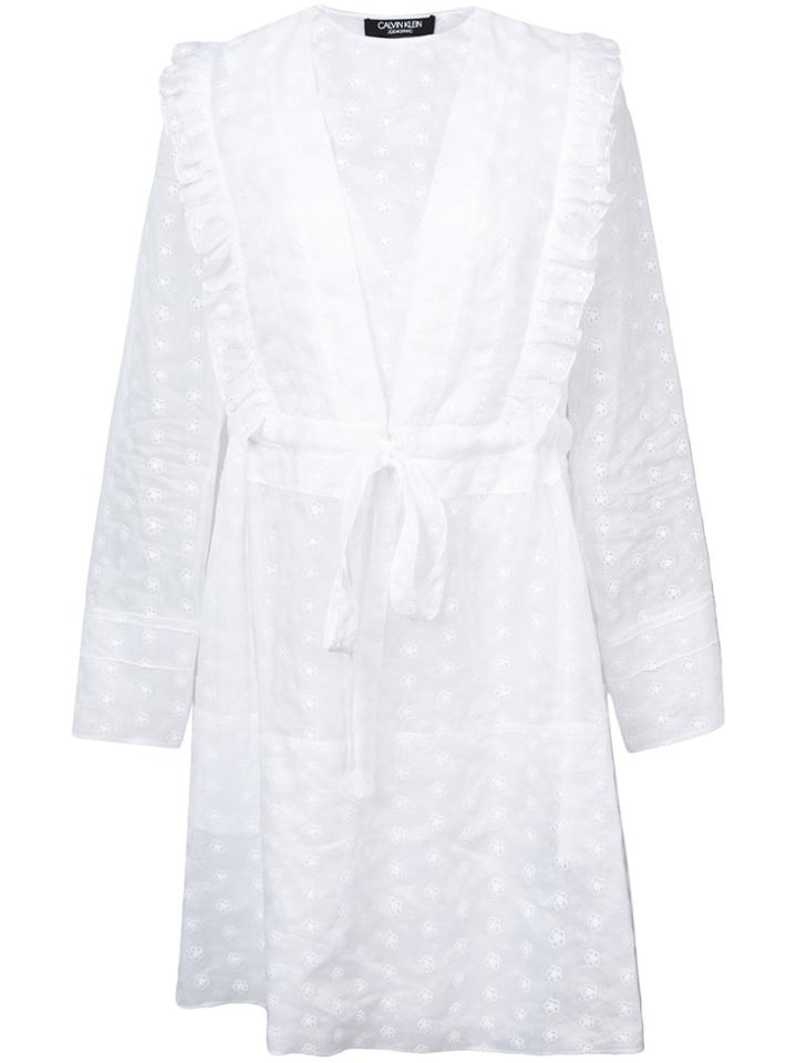 Calvin Klein 205w39nyc Ruffled Floral Dress - White