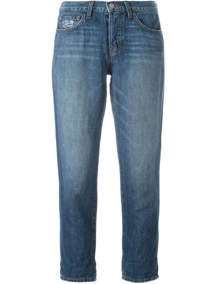 J Brand Stonewash Effect Cropped Jeans, Women's, Size: 27, Blue, Cotton/linen/flax