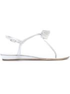 Giuseppe Zanotti Design Gem Bow Sandals, Women's, Size: 41, Grey, Leather/glass