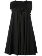 Msgm - Ruffled Pleated Dress - Women - Cotton - 40, Black, Cotton