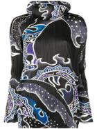 Pleats Please By Issey Miyake Wave Geometric Print Top - Black