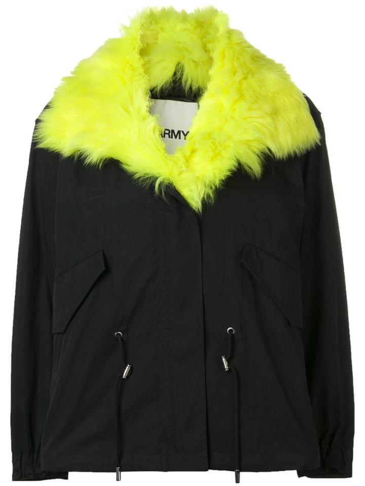 Yves Salomon Army Short Parka With Fox Fur Collar - Blue