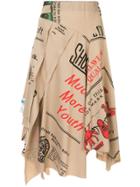 Maison Mihara Yasuhiro Draped Asymmetric Skirt - Brown