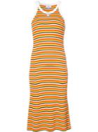 Courrèges - Striped Midi Tank Dress - Women - Cotton/cashmere - 3, Yellow/orange, Cotton/cashmere