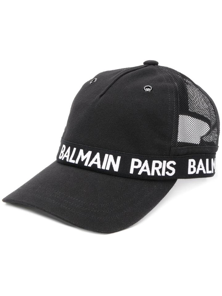 Balmain Contrast Logo Baseball Cap - Black