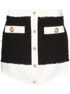 Balmain Tweed Buttoned Mini Skirt - Black