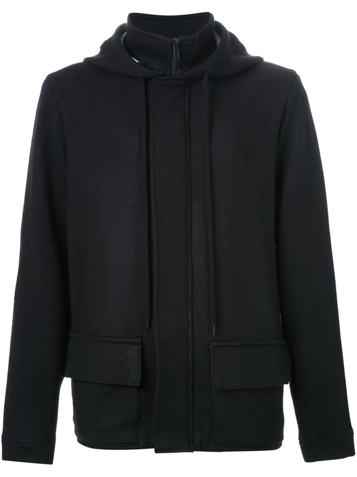 Bassike Bonded Zip Hooded Jacket, Men's, Size: Large, Black, Acrylic/virgin Wool/polyimide