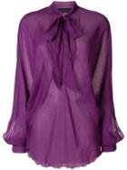 Alexandre Vauthier Dotted Tie-neck Blouse - Pink & Purple