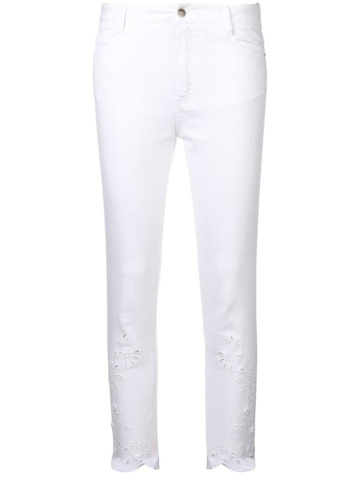 Ermanno Scervino Floral Cut-out Skinny Jeans - White