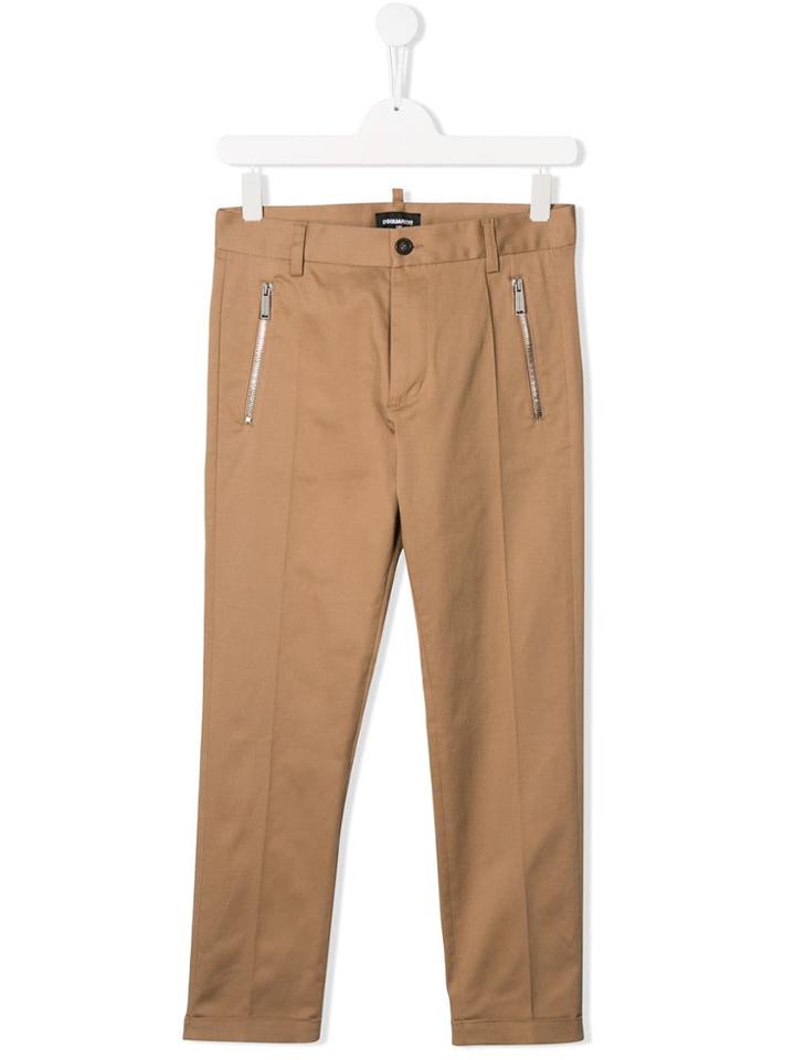 Dsquared2 Kids Tailored Zip Chinos - Neutrals