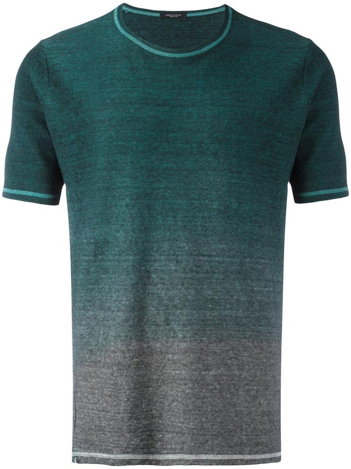 Roberto Collina - Gradient T-shirt - Men - Cotton/linen/flax - 50, Green, Cotton/linen/flax