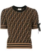 Fendi Logo Short-sleeve Sweater - Brown