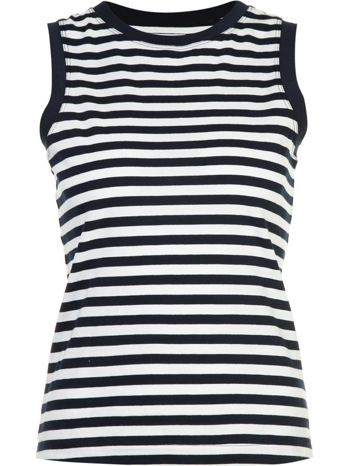 Derek Lam 10 Crosby Striped Print Tank Top, Women's, Size: Medium, Black, Cotton