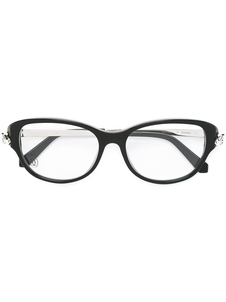 Cartier 'panthere' Optical Glasses, Black, Acetate/metal (other)/palladium